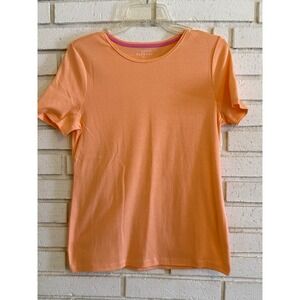 The‎ Talbots Tee Short Sleeve 100% Pima Cotton Large Petite Orange